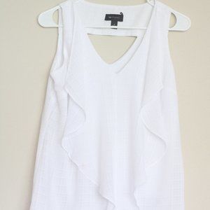 AB White Flowy Ruffle Blouse